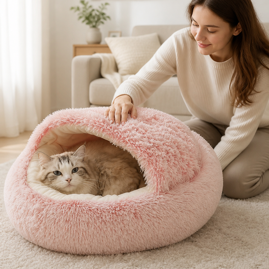 Dog & Cat Cave Bed Plush Joint Support Machine-Washable