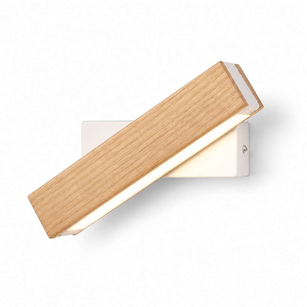 Indoor Wall Lamp Rotatable Head Warm LED Wood & Iron