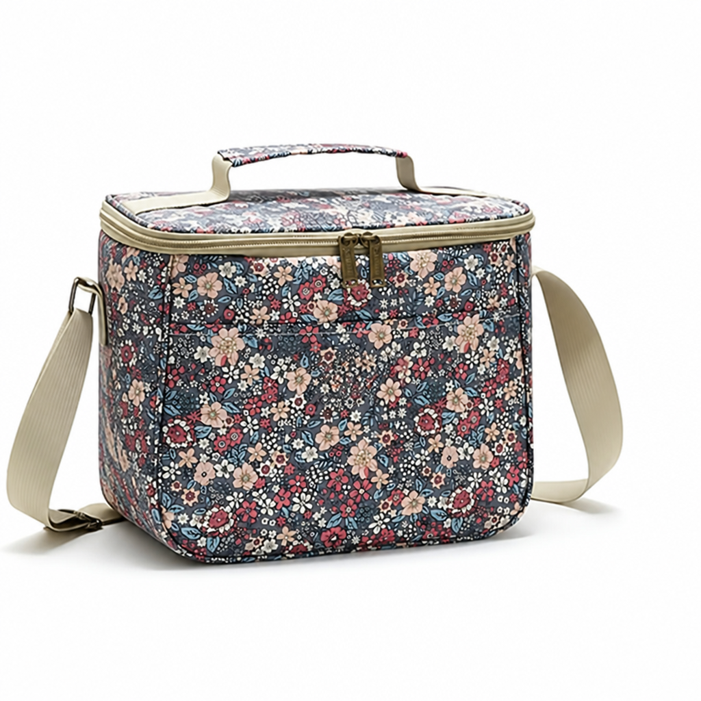 Insulated Lunch Bag Retro Floral Easy-Clean Fabric