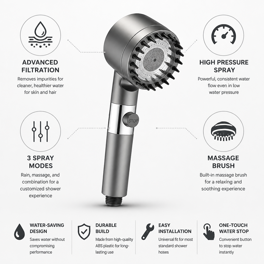 Shower Head Filtered High-Pressure Water-Saving