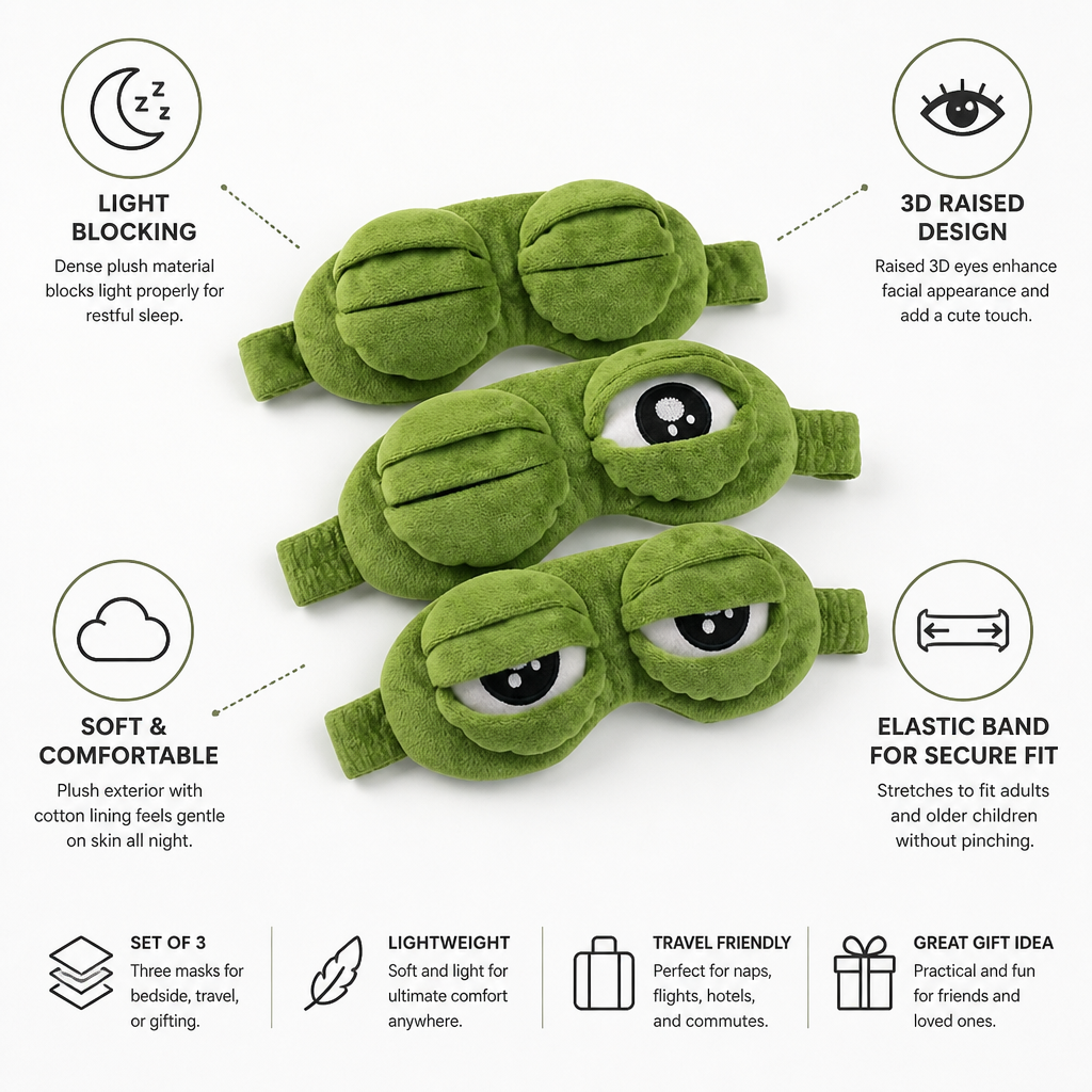 Sleep Mask Plush Cotton-Lined Light-Blocking Set of 3
