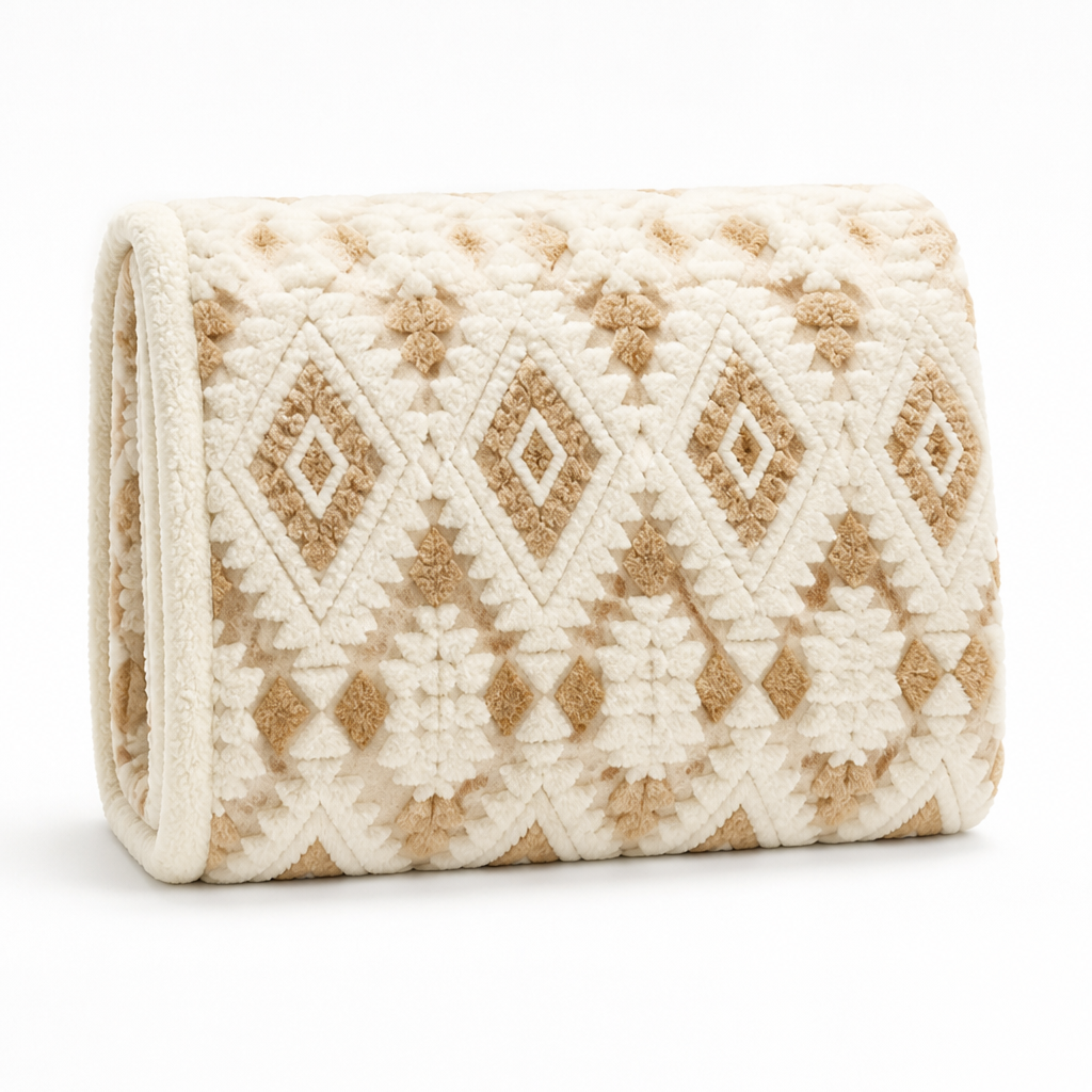 Throw Blanket Double-Layer Microfiber Diamond Pattern