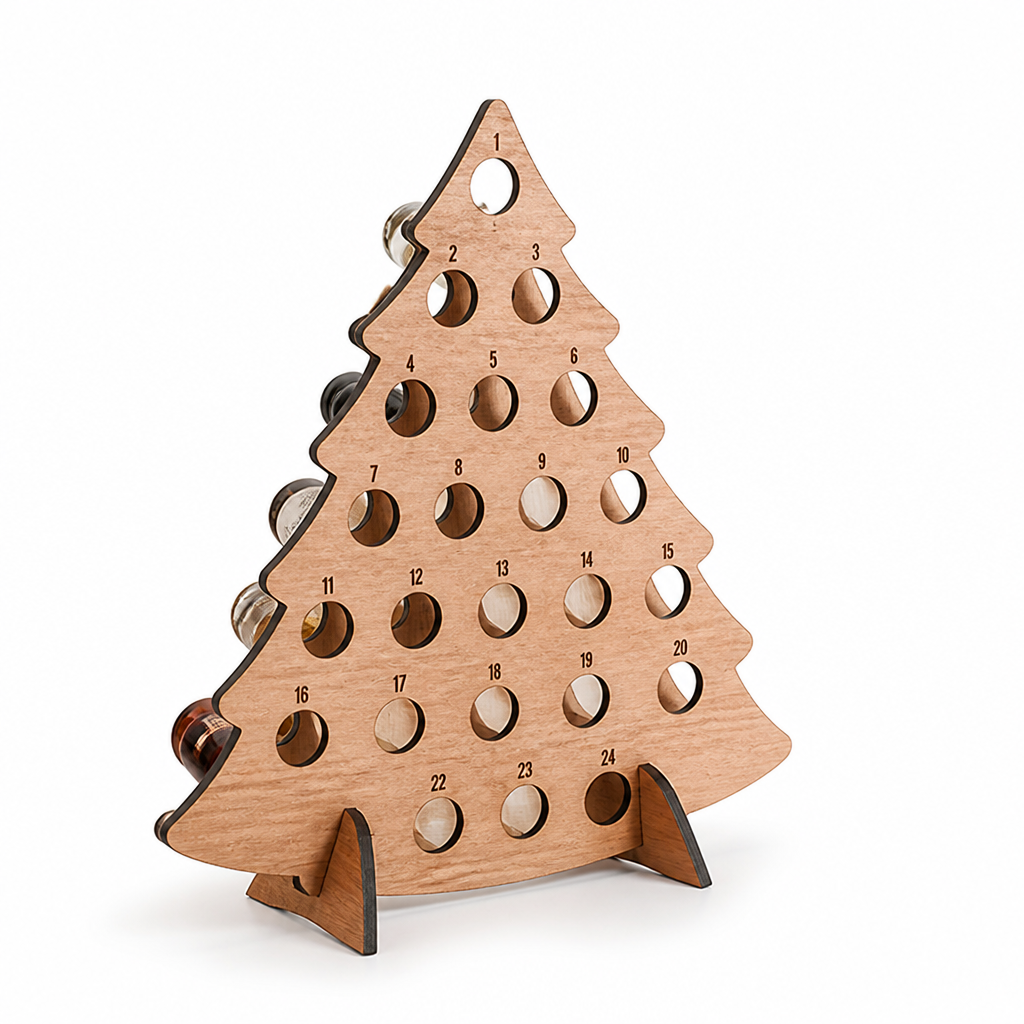 Advent Calendar Wooden 24-Day Mini Wine & Beer Bottles