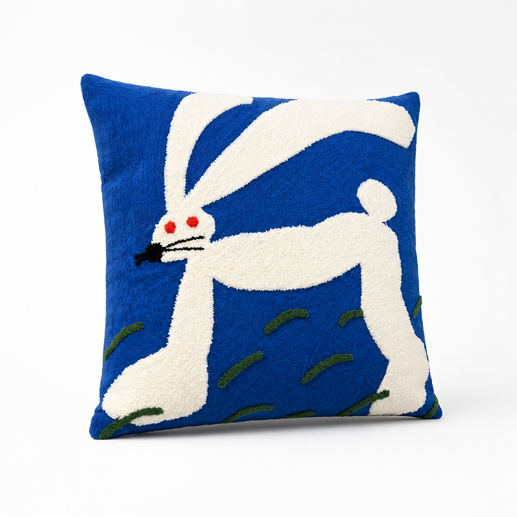 Cushion Cover Embroidered Animal Motif 45x45 cm