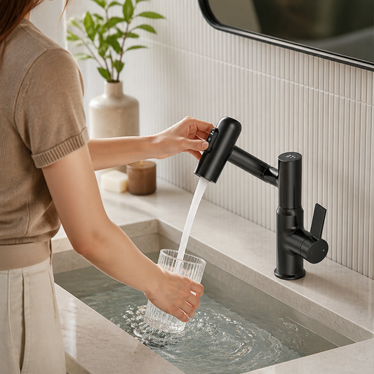 Digital Temperature Display Flexible Spout Basin Faucet