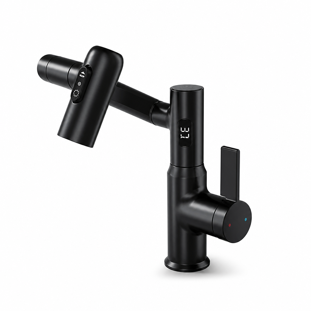 Digital Temperature Display Flexible Spout Basin Faucet