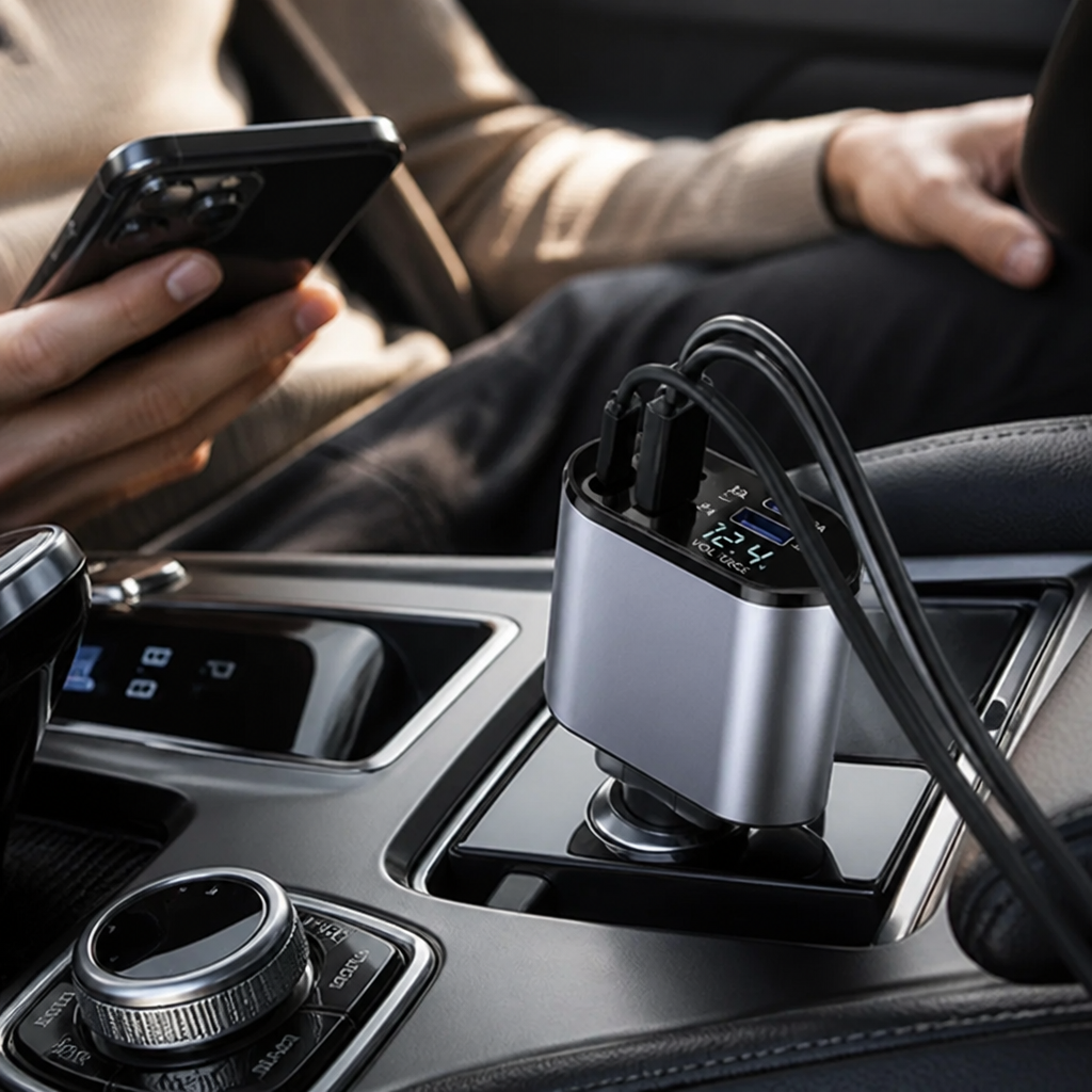 Foldable Fast-Charging USB-C And USB-A Car Charger (120W)
