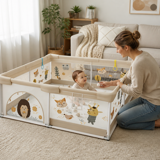 Interactive Baby Animal-Print Play Box (Attachment Rings)