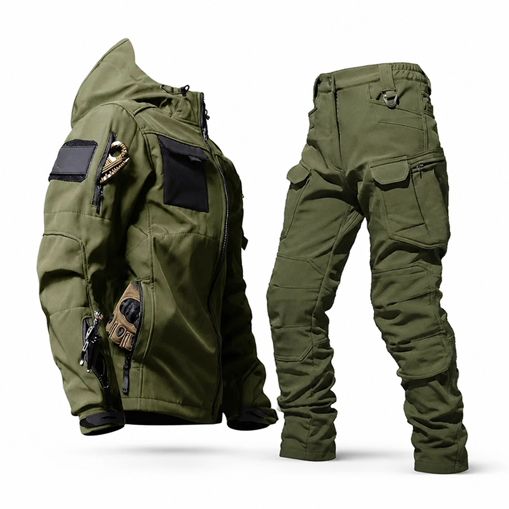 Men's Waterproof Windproof Cargo Set (Adjustable Hood, Cargo Pockets)