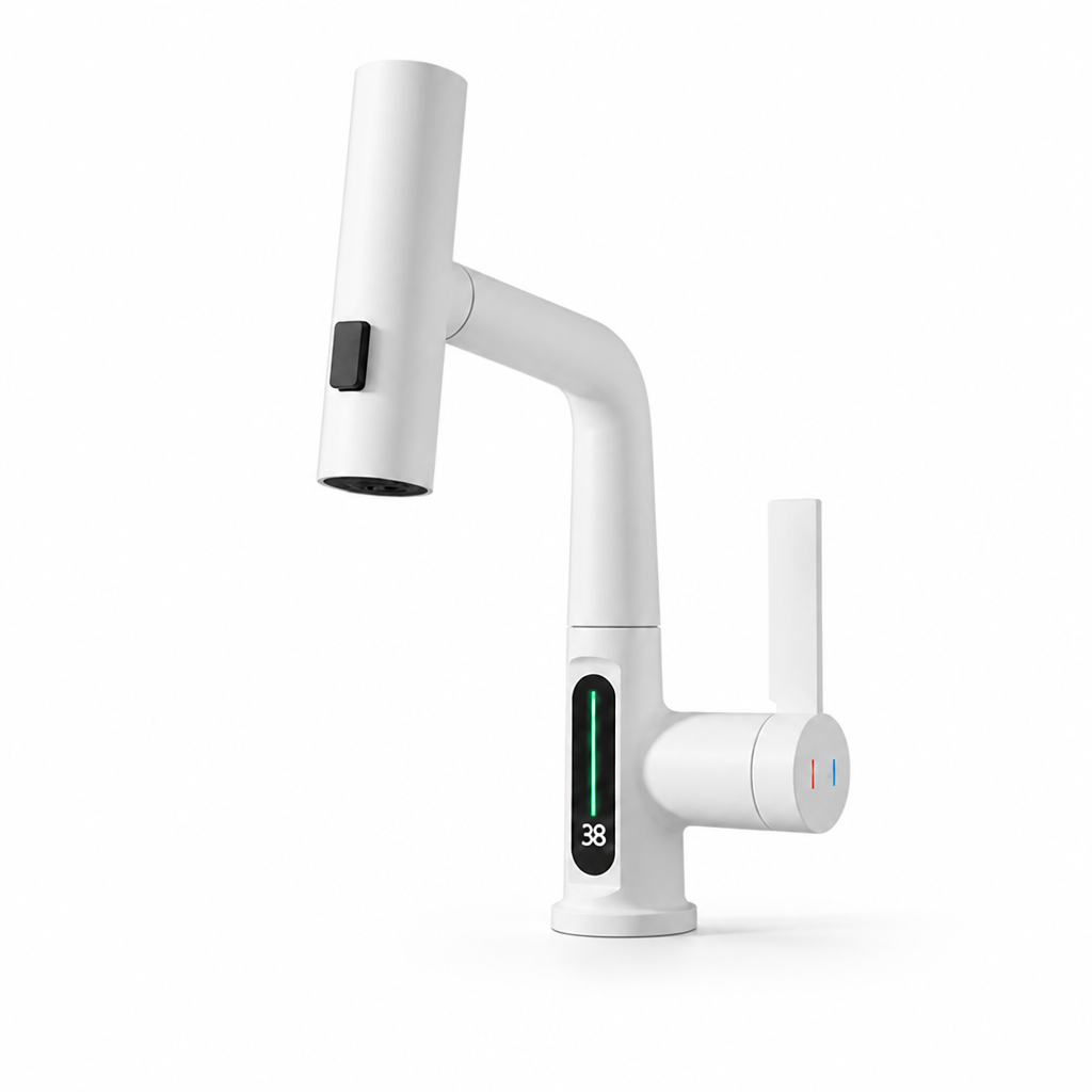 Pull-Out Faucet Pressure-Powered LED Display & 5 Spray Modes