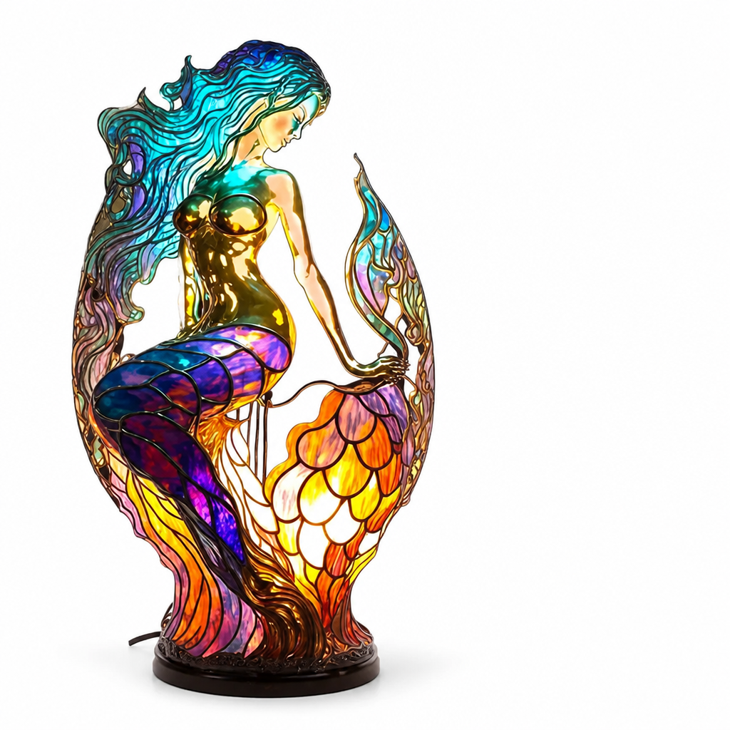Stained Glass Mosaic Animal Table Lamp (Metal Base)