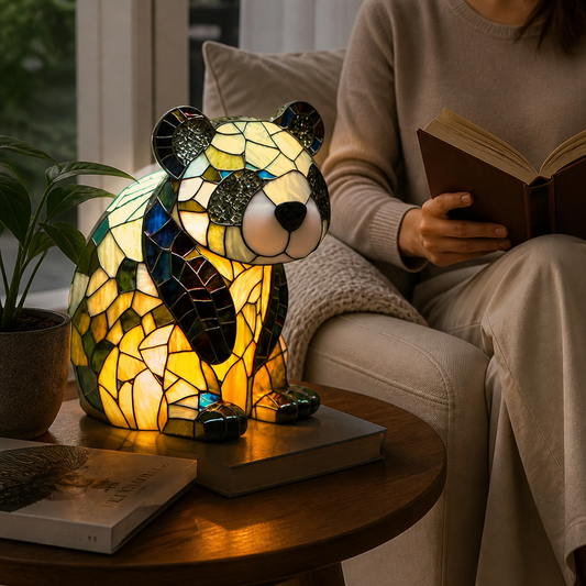 Stained Glass Mosaic Animal Table Lamp (Metal Base)