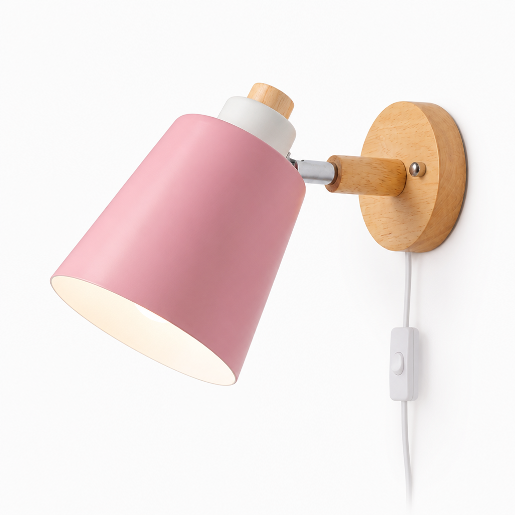 Wall Light Rotatable Shade Wood & Metal Selectable Light Tones