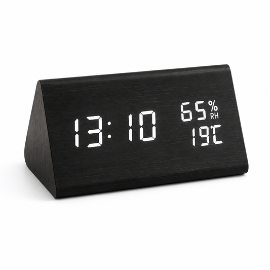 Alarm Clock Wood-Effect LED Sound-Activated