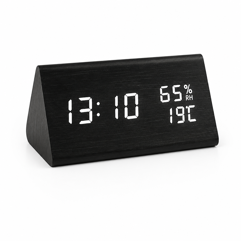 Alarm Clock Wood-Effect LED Sound-Activated