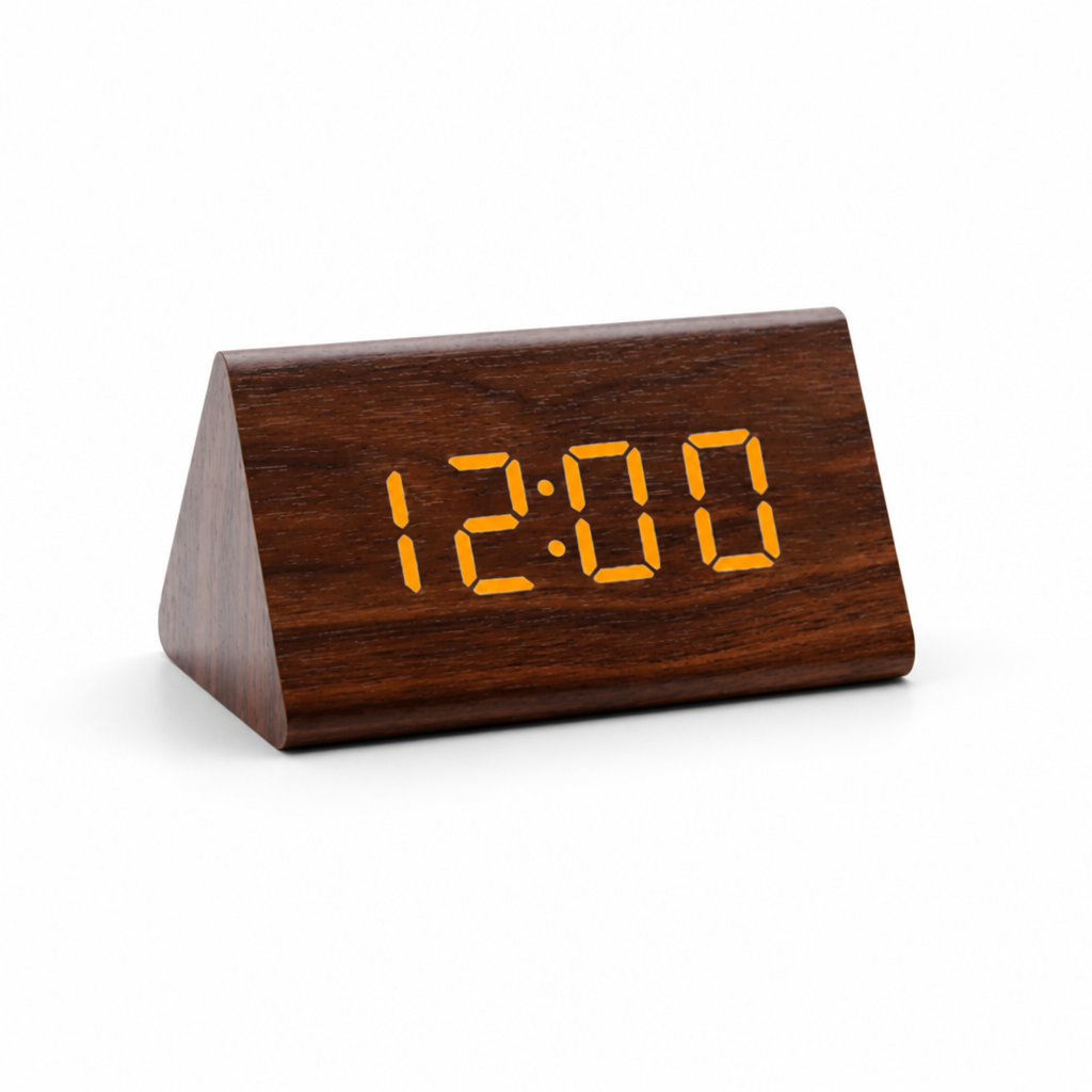 Alarm Clock Wood-Effect LED Sound-Activated