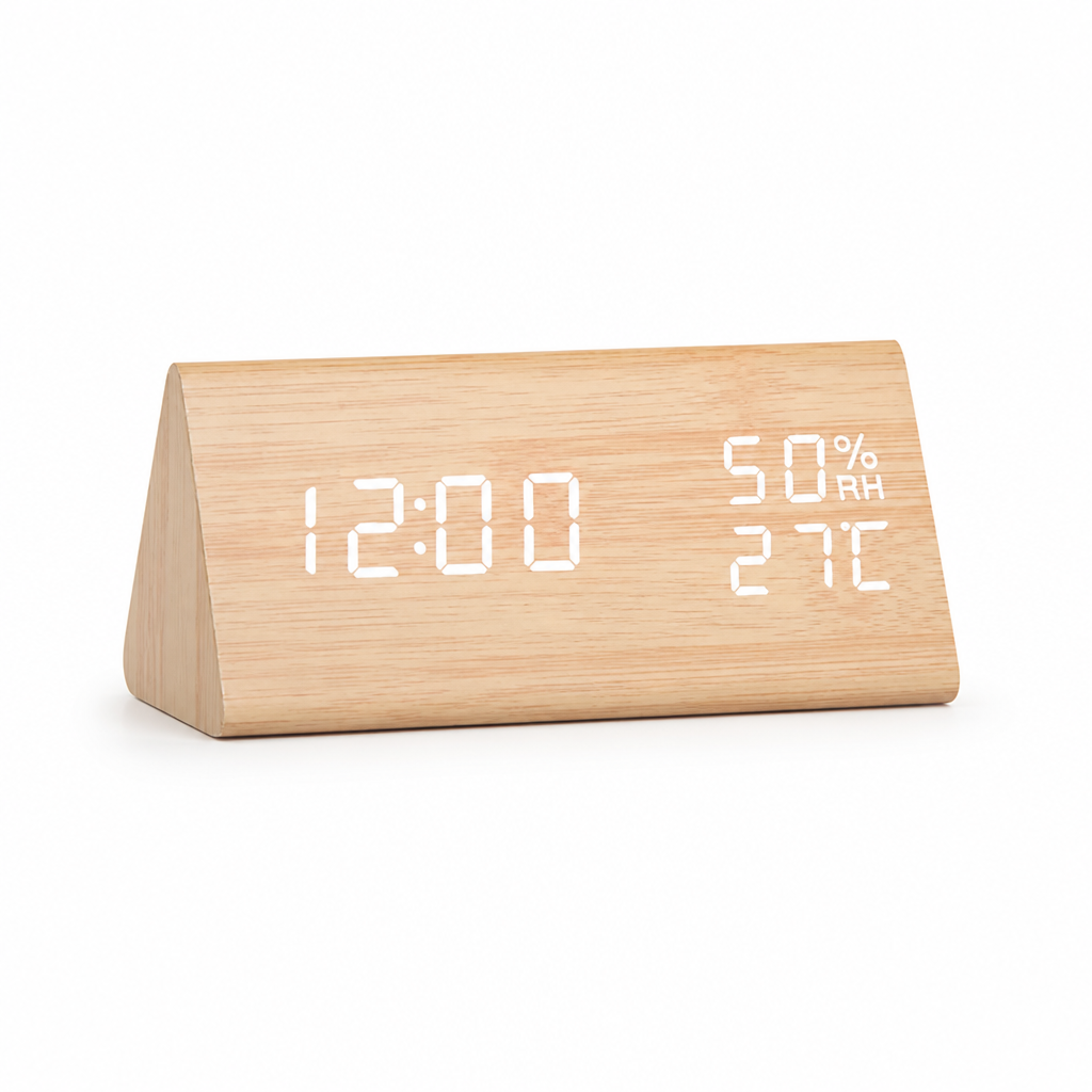 Alarm Clock Wood-Effect LED Sound-Activated