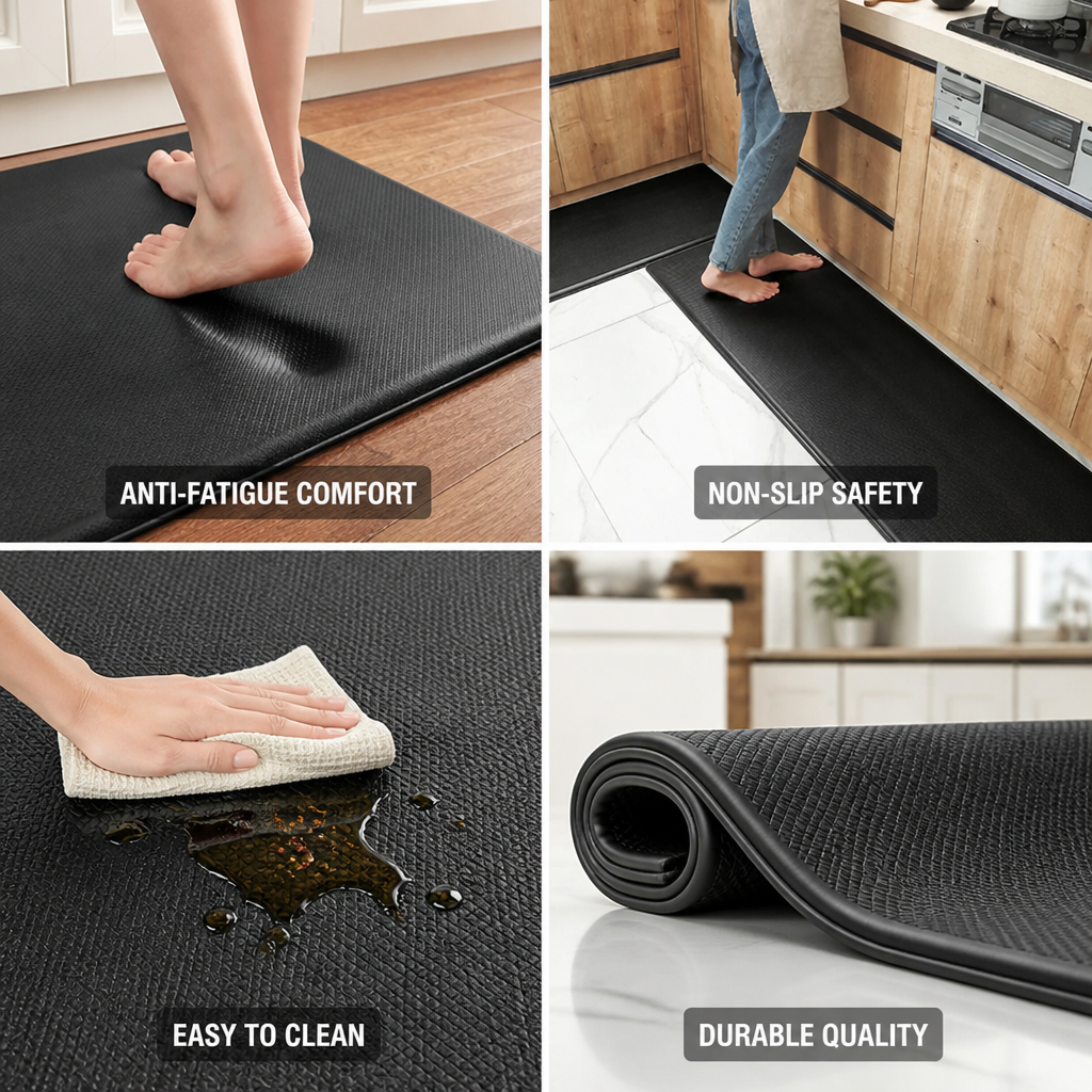 Anti-Fatigue Kitchen Mat High-Density Foam Non-Slip Easy-Clean