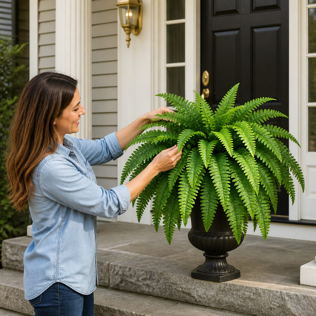 Artificial Boston Fern Lifelike Waterproof & UV Resistant