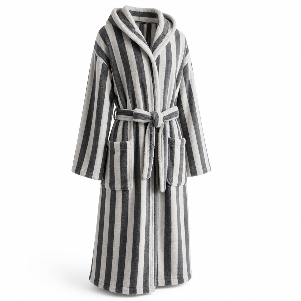 Bathrobe Plush Fleece Sherpa Trim Belted Waist