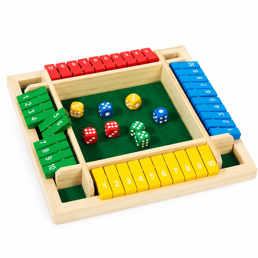 Board Game 4-Player Pine Wood Felt Base Silk-Screened Numbers