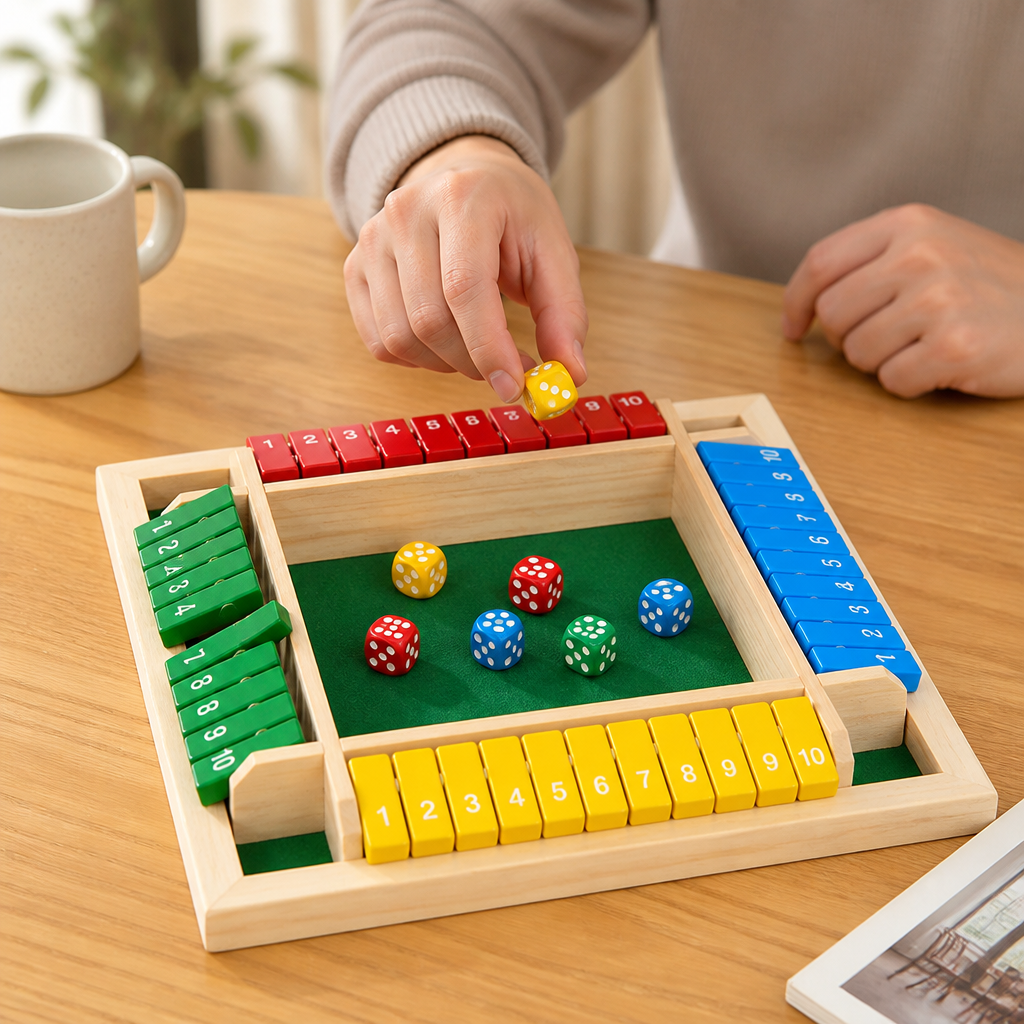 Board Game 4-Player Pine Wood Felt Base Silk-Screened Numbers