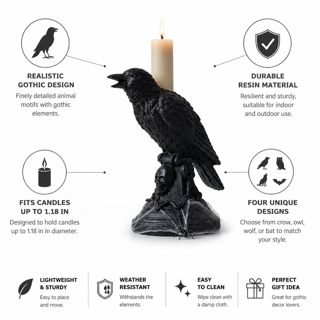 Candle Holder Gothic Animal Resin Fits 1.18 Inch Candles