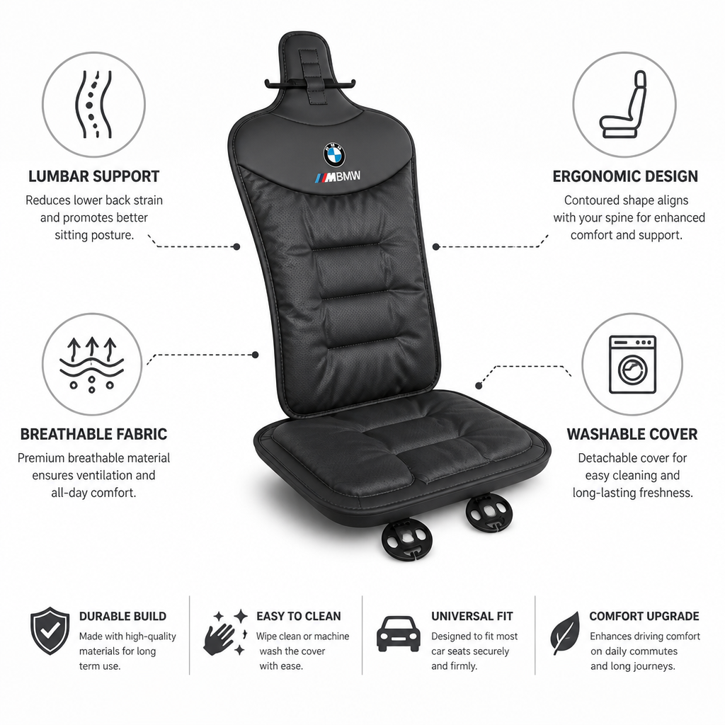 Car Seat Cushion Ergonomic Lumbar Support Breathable