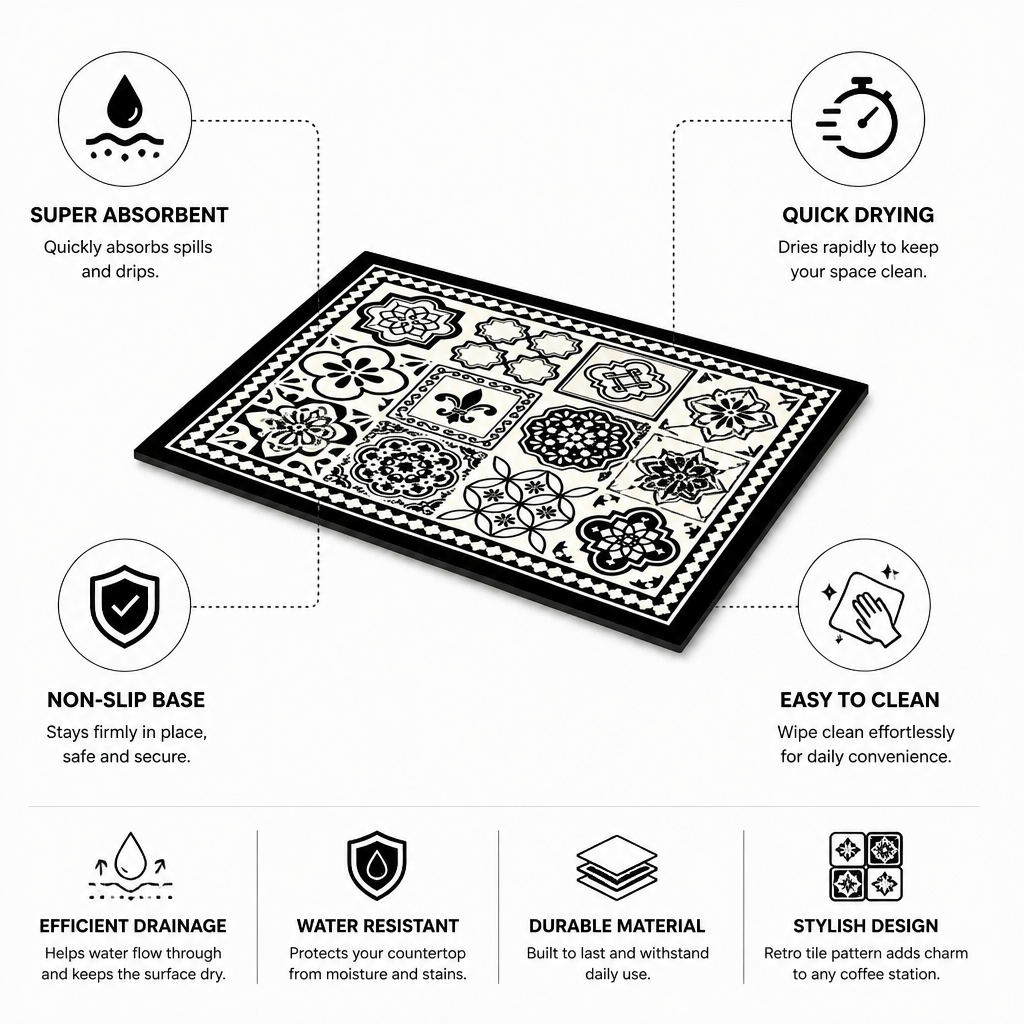 Coffee Mat Quick-Drying & Super-Absorbent Non-Slip
