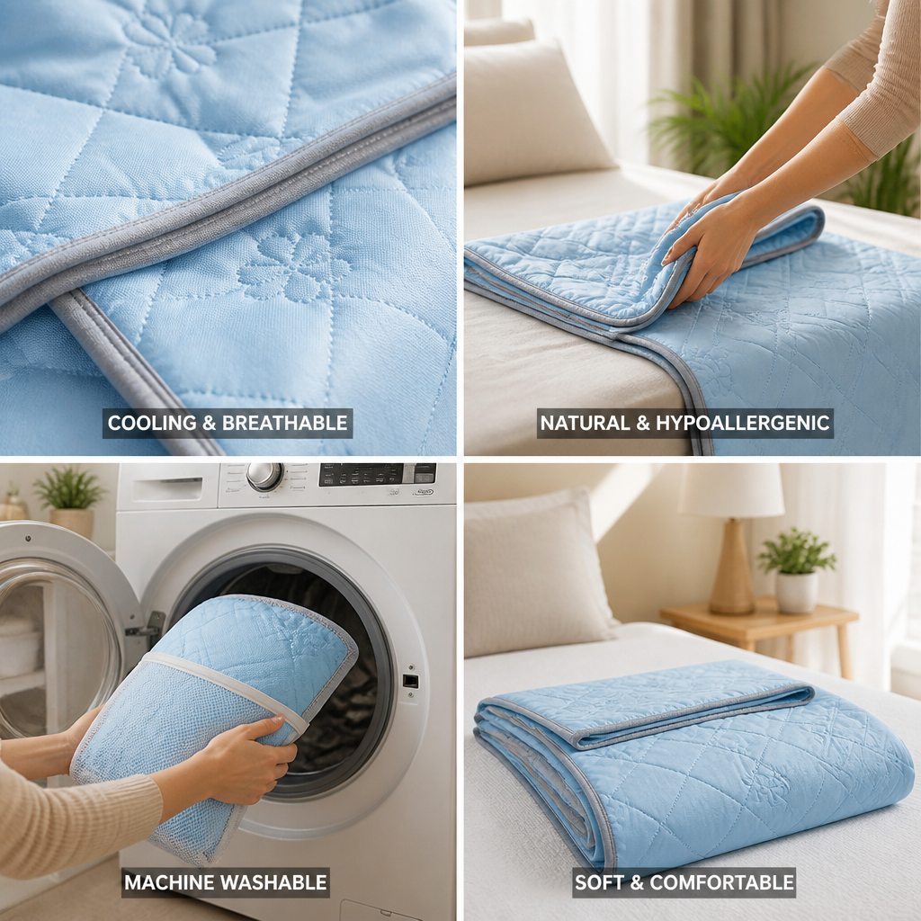 Cooling Blanket Breathable Natural Fabric Hypoallergenic & Machine Washable