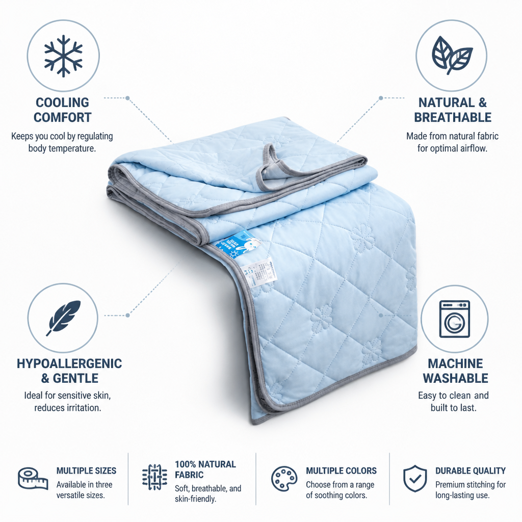Cooling Blanket Breathable Natural Fabric Hypoallergenic & Machine Washable
