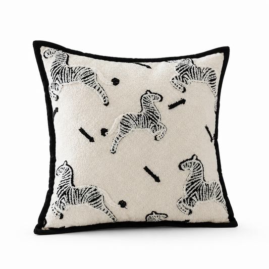 Cushion Cover Geometric Embroidered Chenille Zip Closure