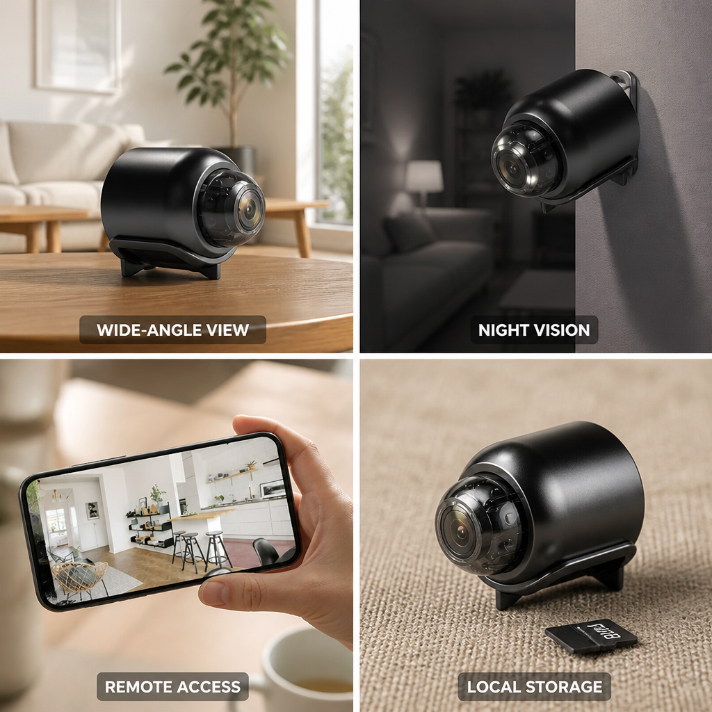Indoor Security Camera 1080p HD 160° Wide-Angle Night Vision