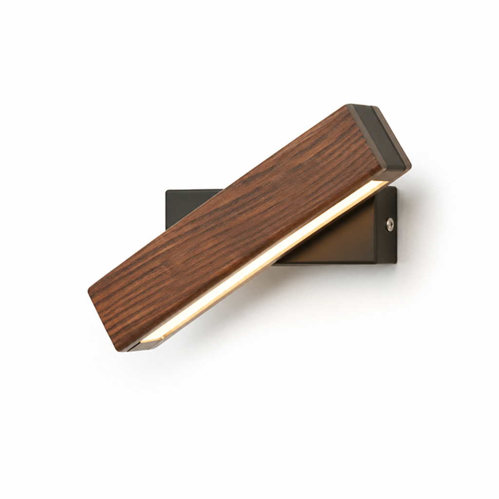 Indoor Wall Lamp Rotatable Head Warm LED Wood & Iron