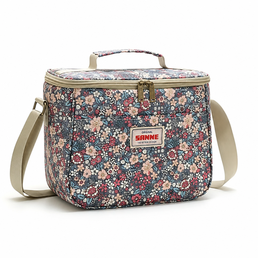 Insulated Lunch Bag Retro Floral Easy-Clean Fabric