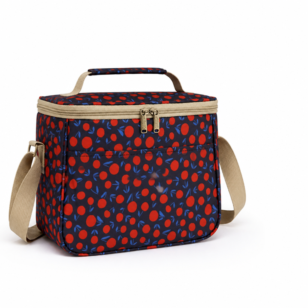 Insulated Lunch Bag Retro Floral Easy-Clean Fabric