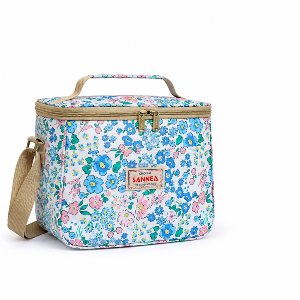 Insulated Lunch Bag Retro Floral Easy-Clean Fabric