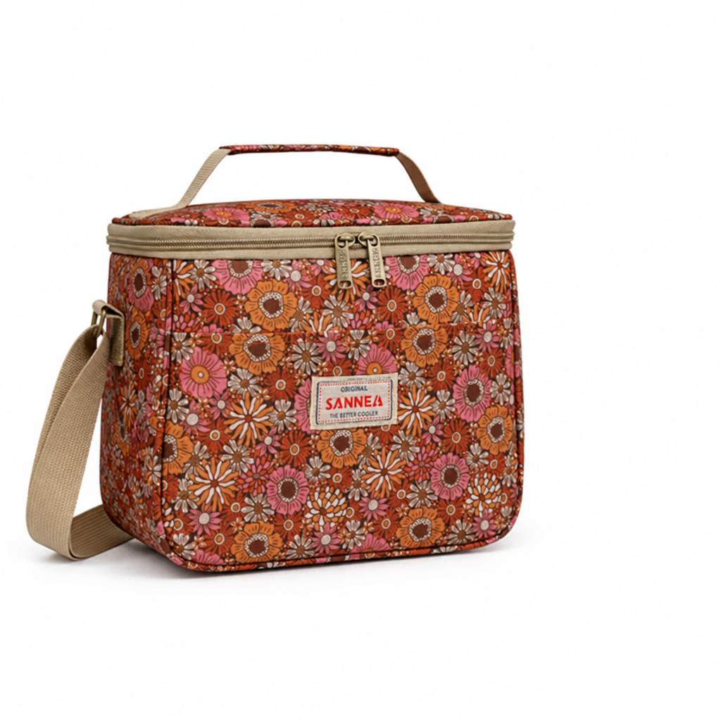 Insulated Lunch Bag Retro Floral Easy-Clean Fabric