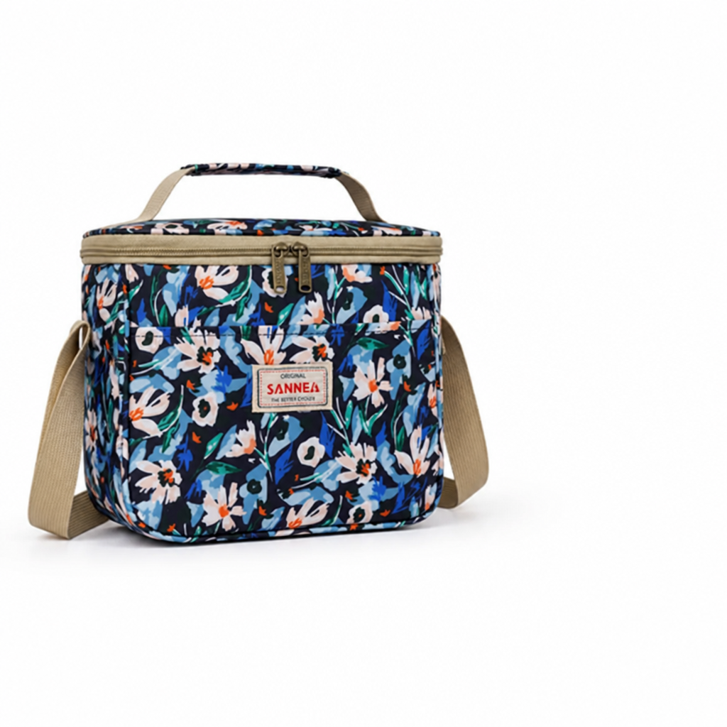 Insulated Lunch Bag Retro Floral Easy-Clean Fabric