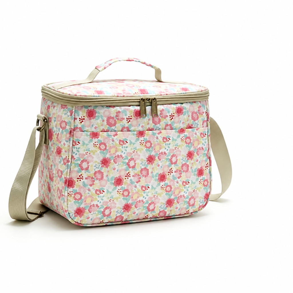 Insulated Lunch Bag Retro Floral Easy-Clean Fabric