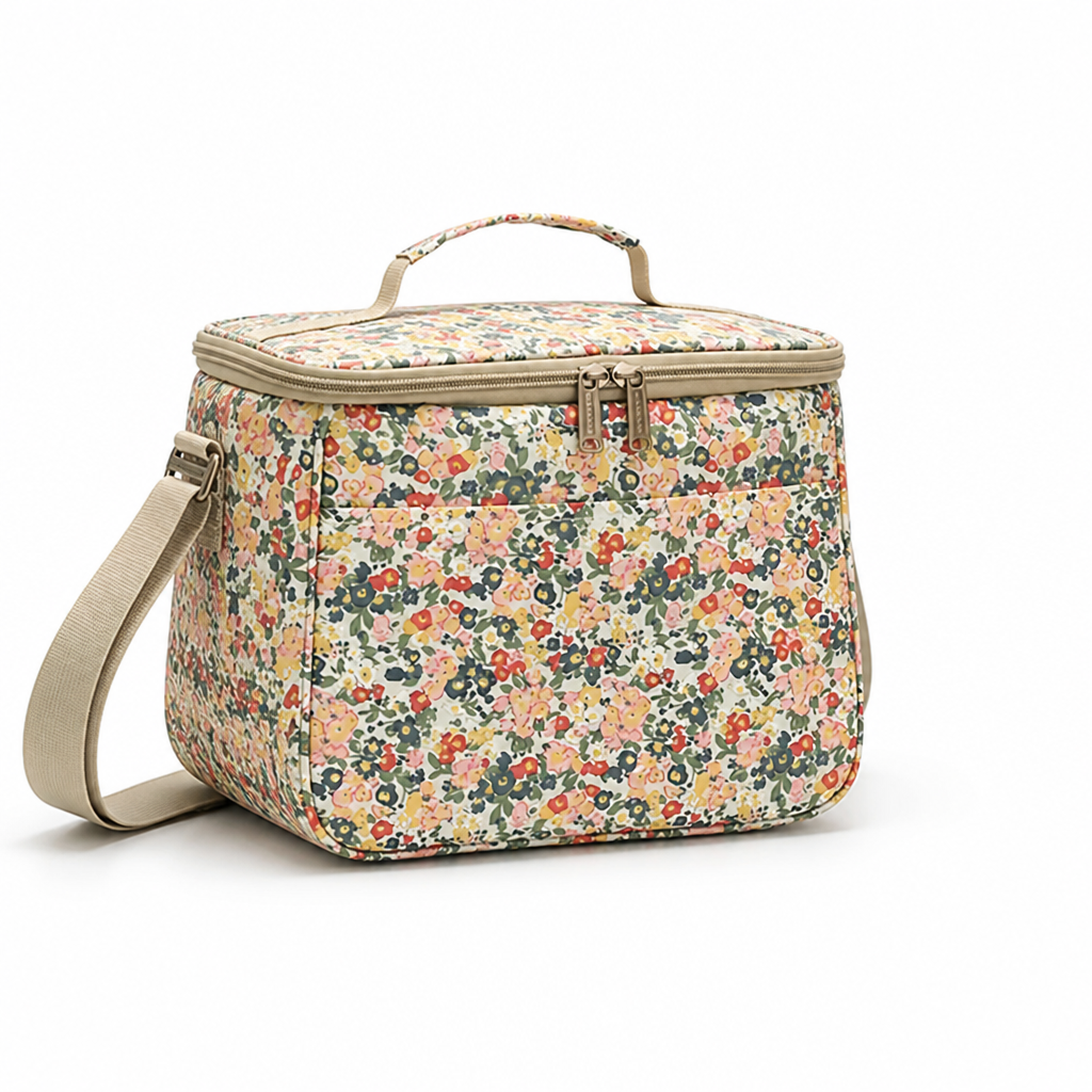 Insulated Lunch Bag Retro Floral Easy-Clean Fabric