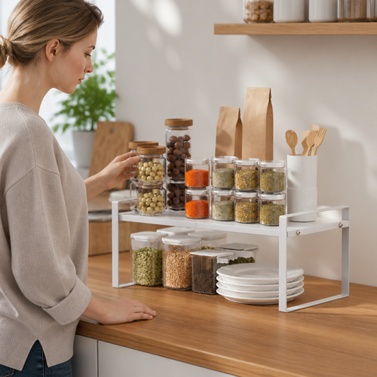 Kitchen Organizer Shelf Two-Tier Pre-Assembled Powder-Coated Steel
