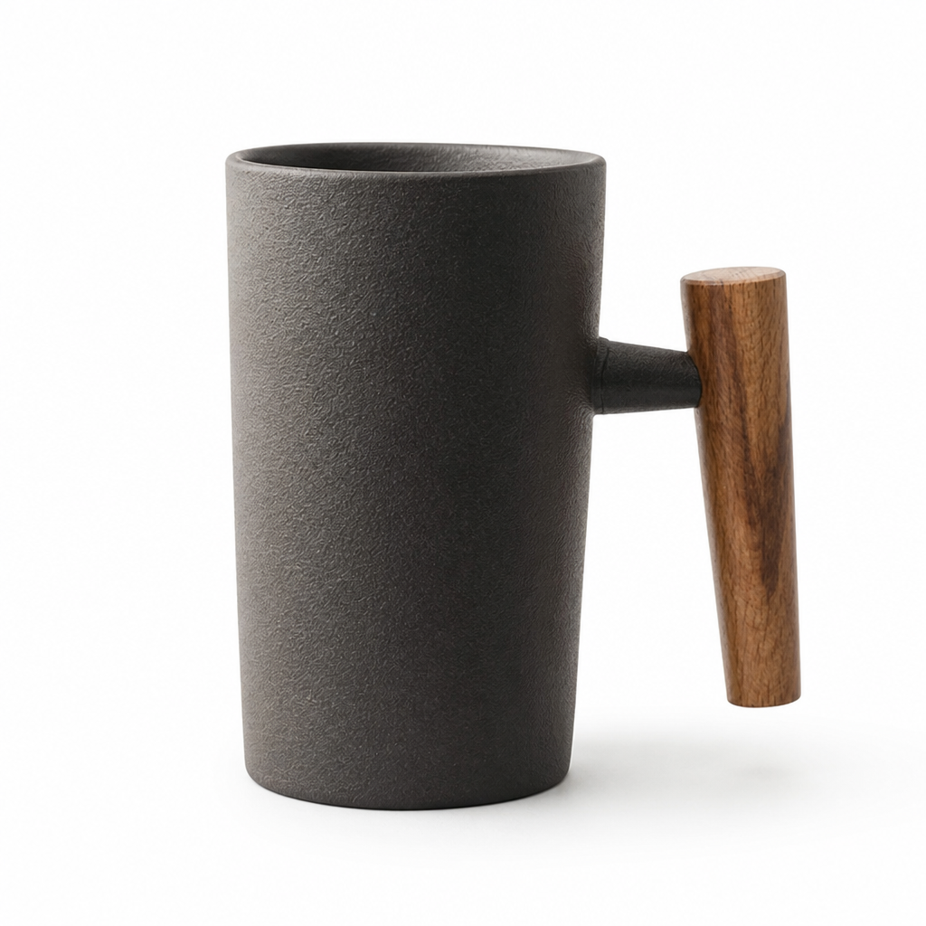 Latte Mug Ceramic & Wood 220ml Dishwasher Safe