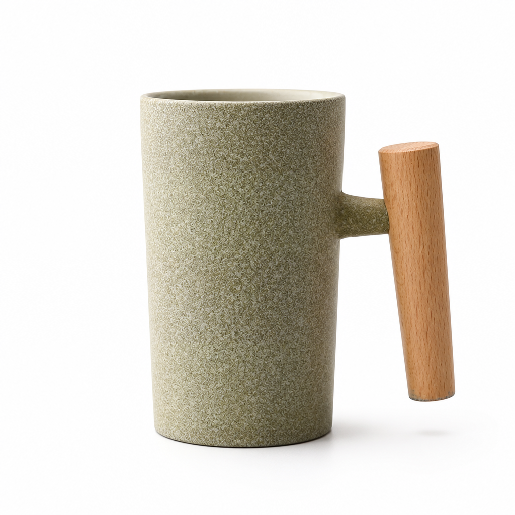 Latte Mug Ceramic & Wood 220ml Dishwasher Safe