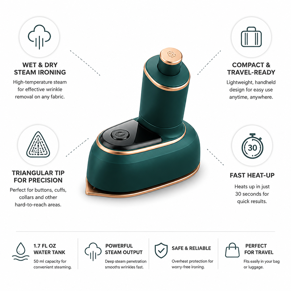 Mini Iron Wet & Dry Steam Triangular Tip