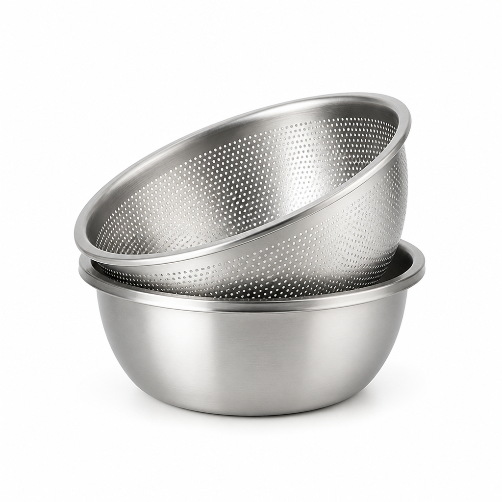 Mixing Bowl & Colander Stainless Steel Fine Mesh Dishwasher-Safe