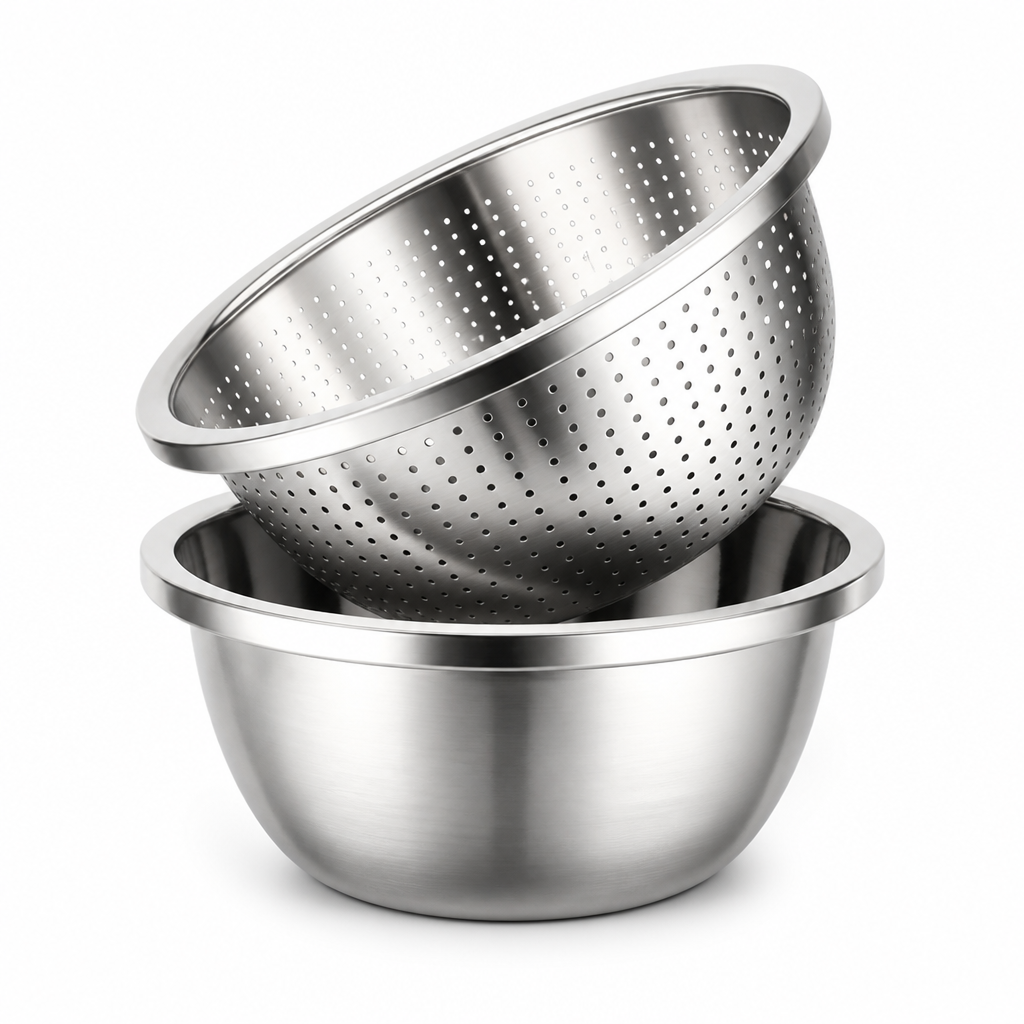 Mixing Bowl & Colander Stainless Steel Fine Mesh Dishwasher-Safe