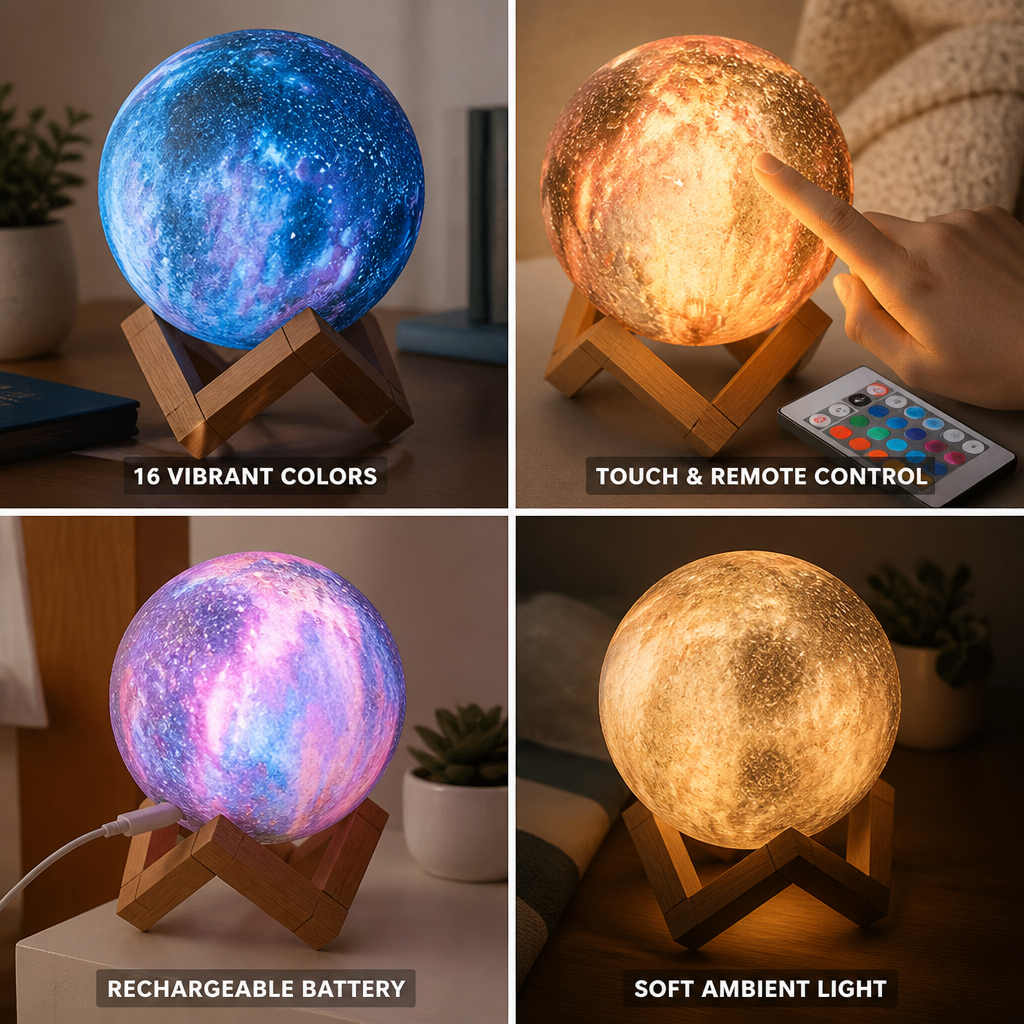 Moon Lamp 16-Color Rechargeable Touch & Remote