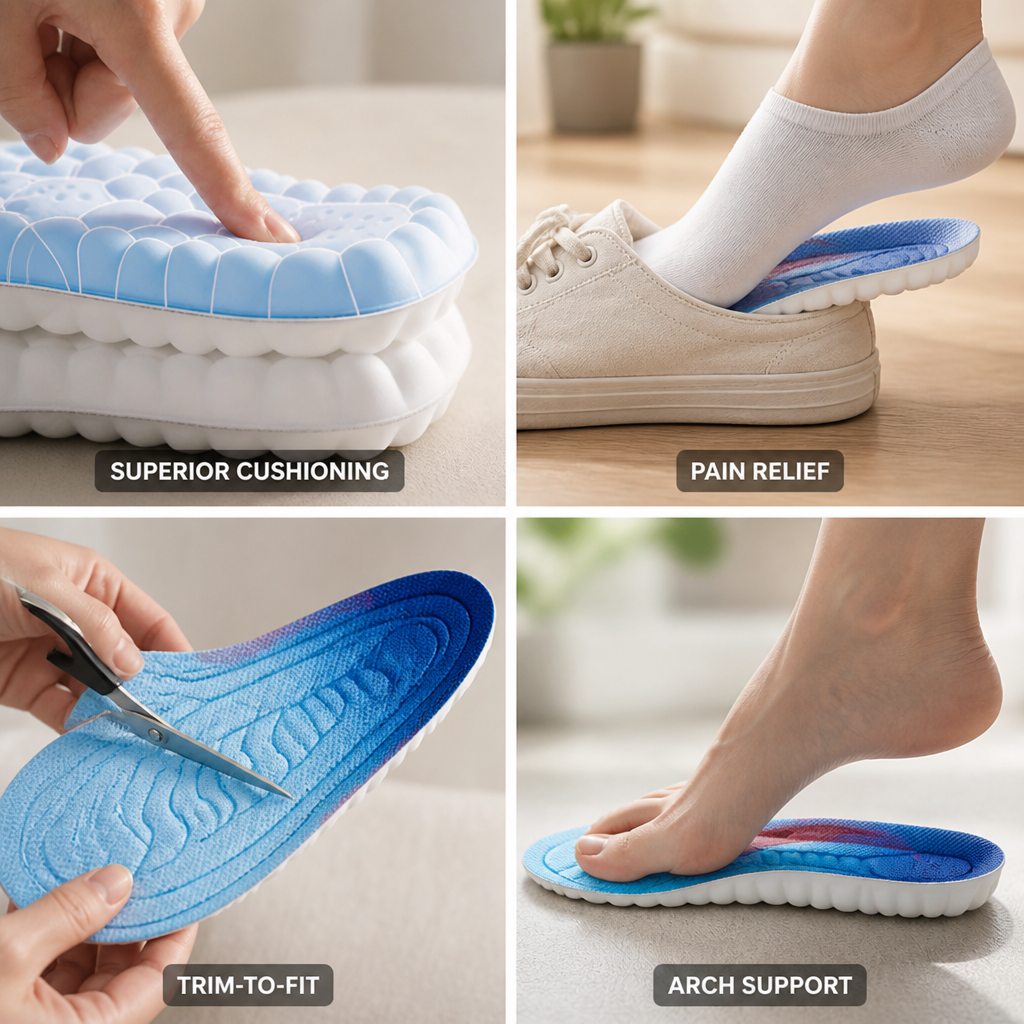 Orthopedic Insoles Orthotic Arch Support Memory Foam & Trim-to-Fit