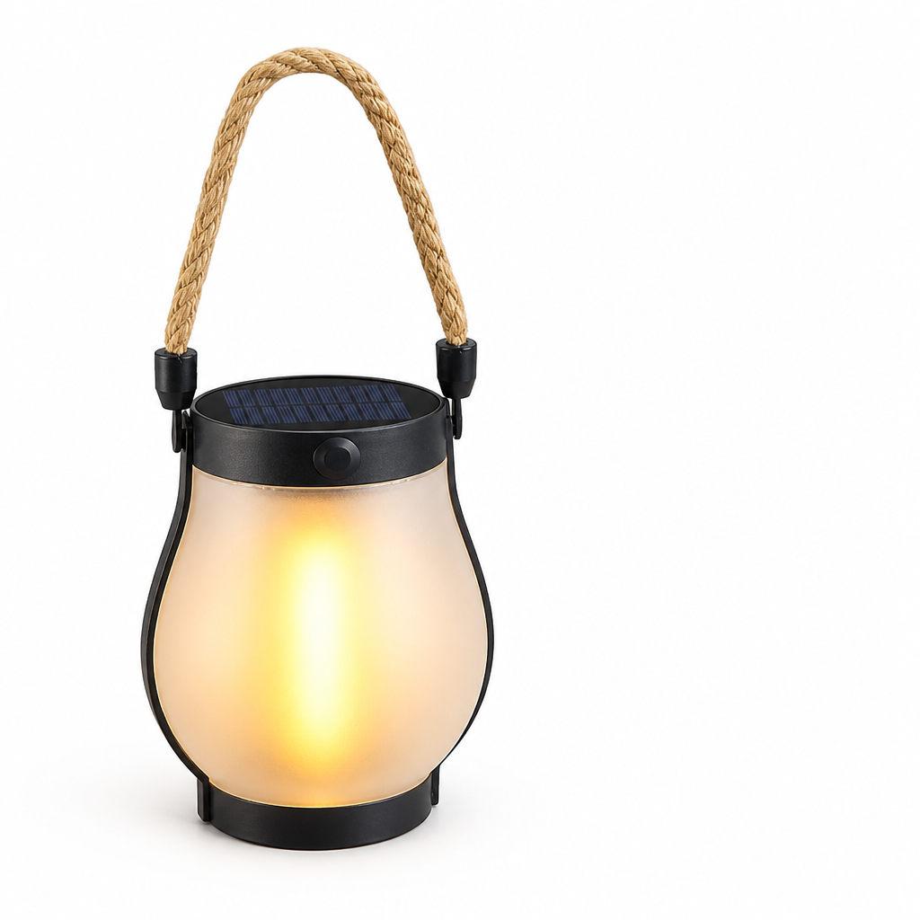 Outdoor Lantern Flame-Effect LED Solar & USB Rechargeable